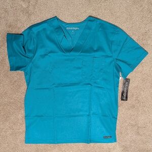 UA Advantage STRETCH Men's 4-Pocket V-Neck Scrub Top AB799 Teal Medium NWT